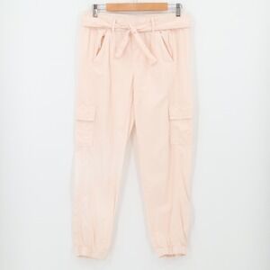 Blush Pink Cargo Jogger Pants‎ Womens Belted Elastic Waist Comfort Size 16 Plus
